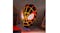 Miles Morales mask LED light glowing red on a bedside table, showing the illuminated web pattern Miles Morales mask LED light glowing red on a bedside table, showing the illuminated web pattern