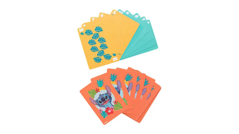 A side-by-side view of the Disney Stitch playing cards A side-by-side view of the Disney Stitch playing cards