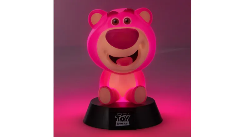 Lotso Icon Light illuminated in a dark setting. The pink bear glows brightly with a warm pink hue Lotso Icon Light illuminated in a dark setting. The pink bear glows brightly with a warm pink hue