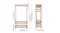 Freestanding bamboo garment rack with wheels, detailed measurements for height, width, and depth Freestanding bamboo garment rack with wheels, detailed measurements for height, width, and depth