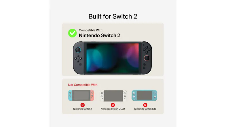 Promotional graphic of a case showing a compatible Switch device Promotional graphic of a case showing a compatible Switch device