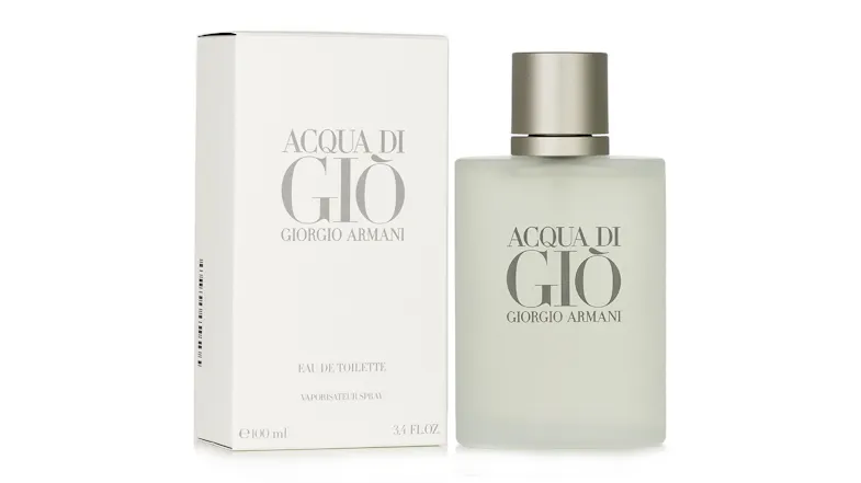 The box and frosted bottle for Acqua Di Gio fragrance The box and frosted bottle for Acqua Di Gio fragrance