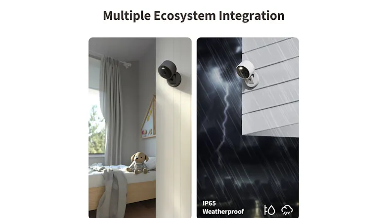 Aqara Camera G100 Select shown indoors and outdoors with an IP65 weatherproof rating Aqara Camera G100 Select shown indoors and outdoors with an IP65 weatherproof rating