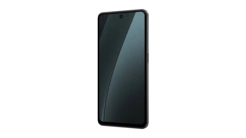 Angled front view of a smartphone displaying the screen and thin edges Angled front view of a smartphone displaying the screen and thin edges