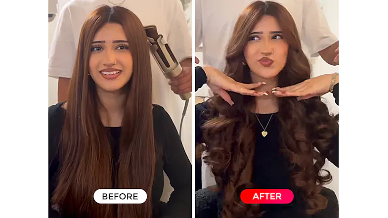 A before/after hair comparison with TYMO CurlPro Plus in use A before/after hair comparison with TYMO CurlPro Plus in use