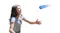 Person reaching out to catch a blue ball labelled “BASHNET” in mid-air Person reaching out to catch a blue ball labelled “BASHNET” in mid-air