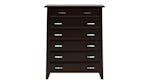 Front view of a tall dresser in Dark Oak finish with seven drawers and silver handles Front view of a tall dresser in Dark Oak finish with seven drawers and silver handles