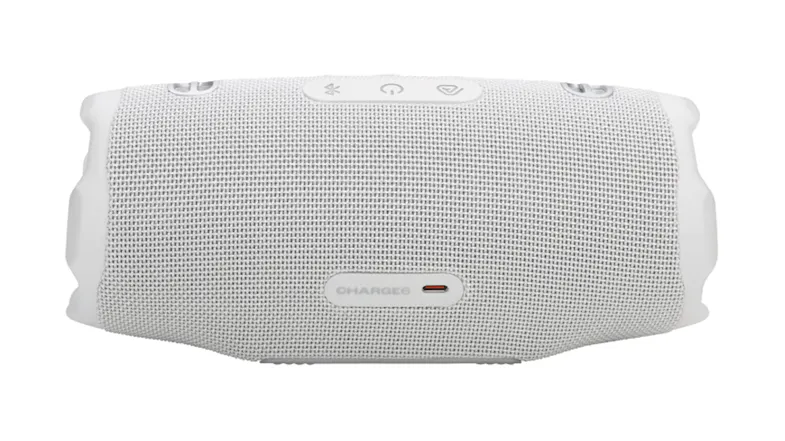 Rear view of the JBL speaker with "CHARGE 6" text Rear view of the JBL speaker with "CHARGE 6" text