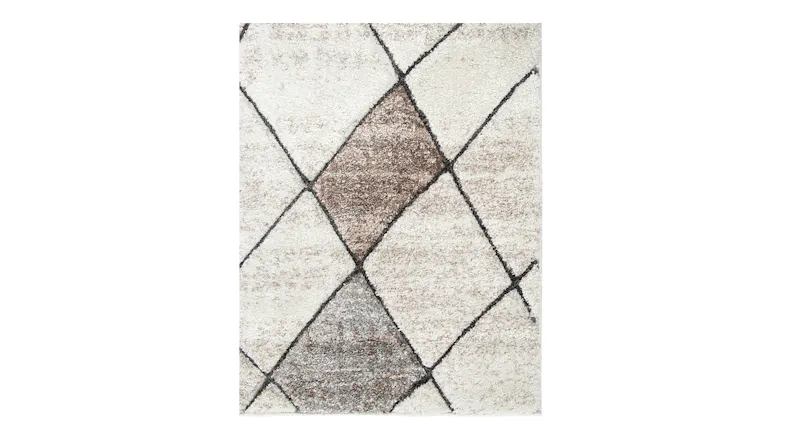 Close-up view of the floor rug with cube patterns Close-up view of the floor rug with cube patterns