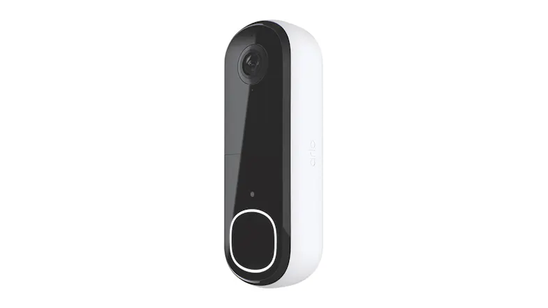 A left facing view of the Arlo Doorbell A left facing view of the Arlo Doorbell