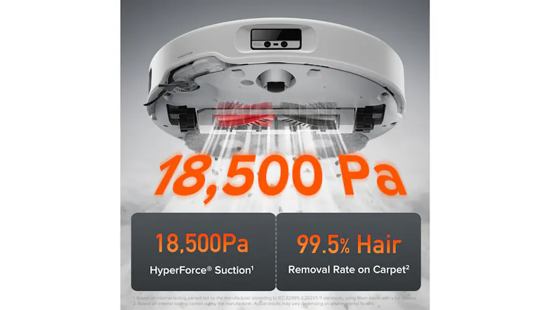 Roborock promotional graphic with "18,500 Pa Suction" text Roborock promotional graphic with "18,500 Pa Suction" text