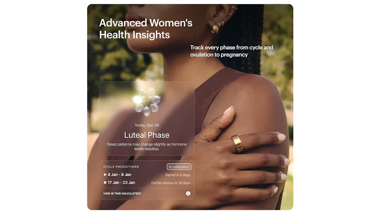 Women's health insights showing cycle phase and predictions in-app Women's health insights showing cycle phase and predictions in-app