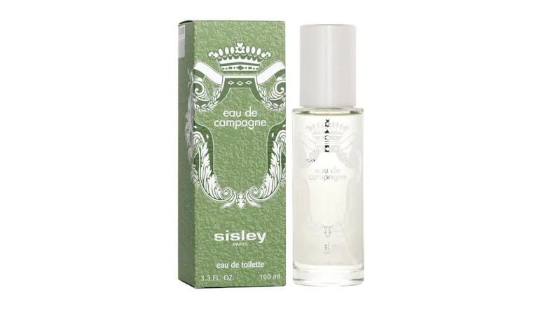A side-by-side view of the Sisley eau de campagne and its packaging A side-by-side view of the Sisley eau de campagne and its packaging