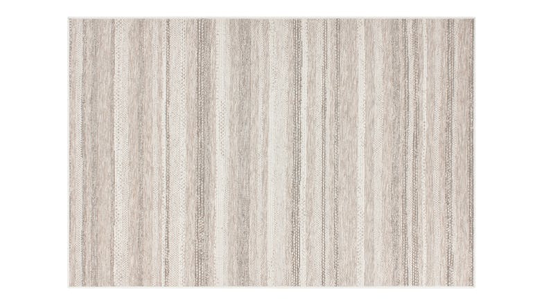 Full-frame view of the St Ives Outdoor Rug in Sand, showing a modern vertical striped design Full-frame view of the St Ives Outdoor Rug in Sand, showing a modern vertical striped design