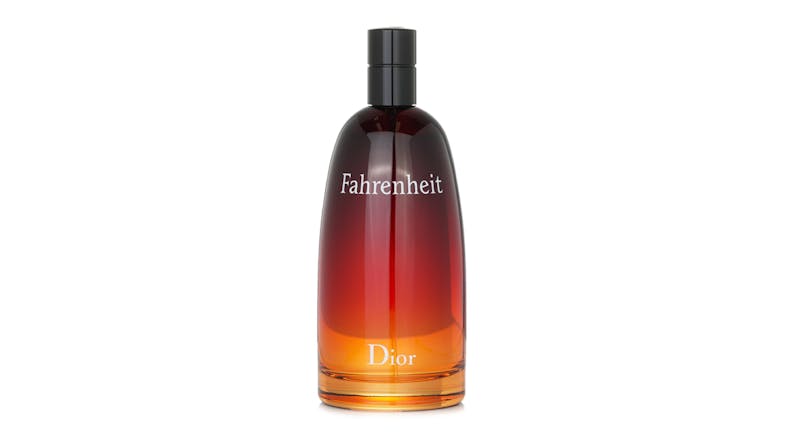 The Dior Fahrenheit perfume bottle featuring a gradient red-orange design The Dior Fahrenheit perfume bottle featuring a gradient red-orange design
