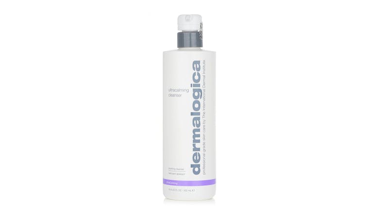 Front view of Dermalogica UltraCalming Cleanser 500ml/16.9oz pump bottle with vertical logo Front view of Dermalogica UltraCalming Cleanser 500ml/16.9oz pump bottle with vertical logo