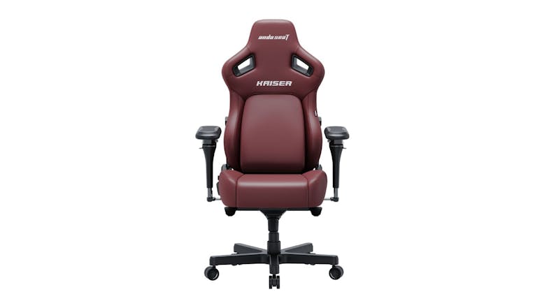 A front-angled view of an AndaSeat Kaiser 4 V2 XL Fabric Gaming Chair A front-angled view of an AndaSeat Kaiser 4 V2 XL Fabric Gaming Chair