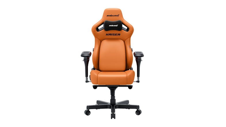 A front-angled view of an AndaSeat Kaiser 4 V2 XL Fabric Gaming Chair A front-angled view of an AndaSeat Kaiser 4 V2 XL Fabric Gaming Chair