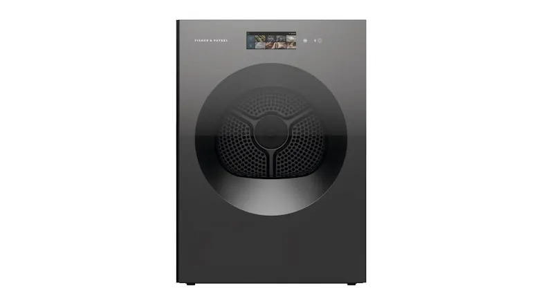 Front view of the Fisher & Paykel Series 11 10kg Heat Pump Smart Dryer in dark grey finish Front view of the Fisher & Paykel Series 11 10kg Heat Pump Smart Dryer in dark grey finish