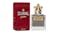Scandal Pour Homme 150ml bottle standing next to its red velvet-textured rectangular box Scandal Pour Homme 150ml bottle standing next to its red velvet-textured rectangular box