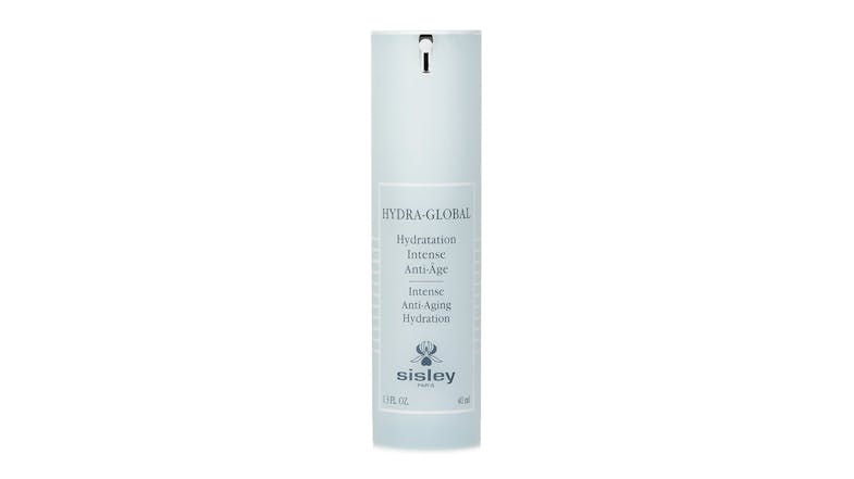 Front view of the Sisley Hydra-Global Intense Anti-Aging Hydration light blue pump bottle Front view of the Sisley Hydra-Global Intense Anti-Aging Hydration light blue pump bottle