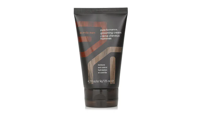 Front view of Aveda Men Pure-Formance Grooming Cream tube, 125ml, with wood-grain graphic Front view of Aveda Men Pure-Formance Grooming Cream tube, 125ml, with wood-grain graphic