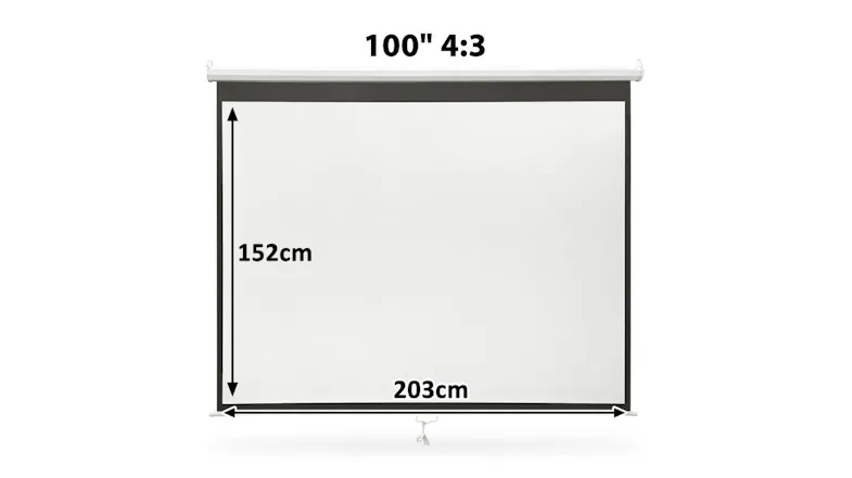 A front view of a screen projector with its labelled dimensions A front view of a screen projector with its labelled dimensions