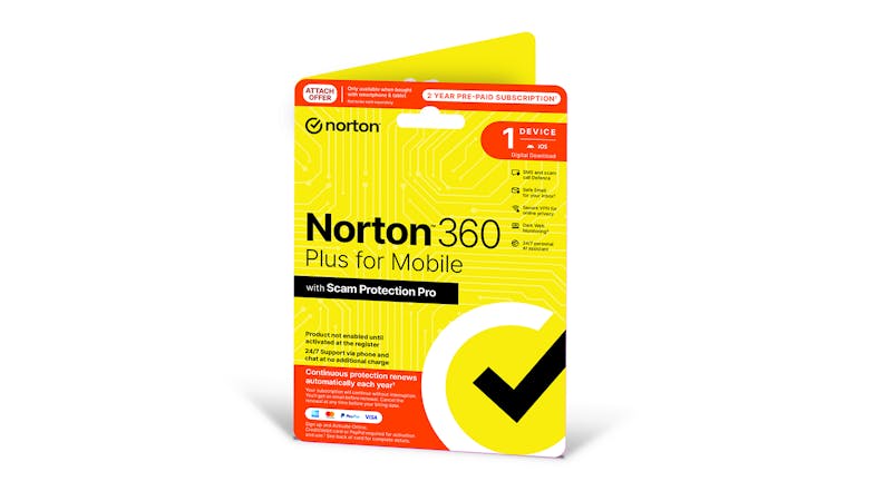 A Norton 360 Plus Mobile Security with a 24-month prepaid subscription A Norton 360 Plus Mobile Security with a 24-month prepaid subscription