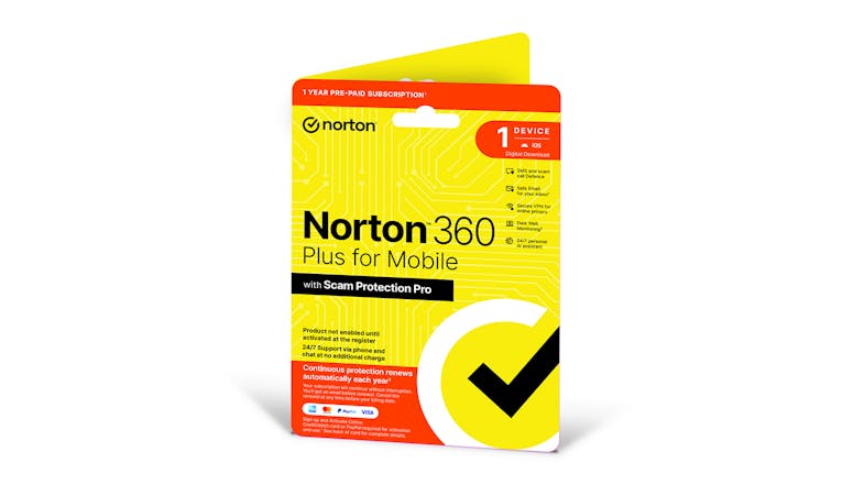 A Norton 360 Plus Mobile Security with a 12-month prepaid subscription A Norton 360 Plus Mobile Security with a 12-month prepaid subscription