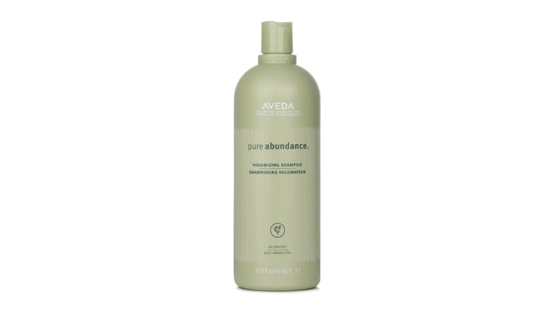 A front view of the light green bottle of Aveda Pure Abundance Volumising Shampoo A front view of the light green bottle of Aveda Pure Abundance Volumising Shampoo