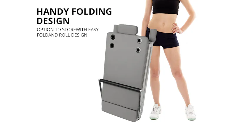 Demonstration of the PROTRAIN Reformer’s handy folding design for easy vertical storage Demonstration of the PROTRAIN Reformer’s handy folding design for easy vertical storage