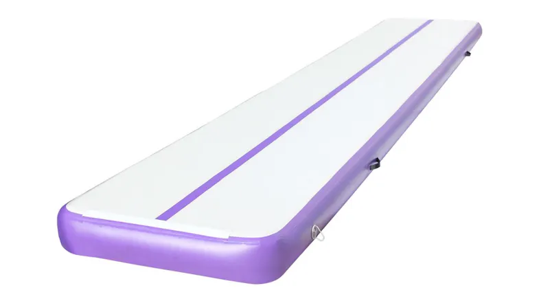 An angled view of a PROTRAIN, Inflatable Gymnastics Air Track in purple colour An angled view of a PROTRAIN, Inflatable Gymnastics Air Track in purple colour