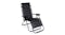Front view of a black TSB Living Zero Gravity Lounge Chair with padded cushion Front view of a black TSB Living Zero Gravity Lounge Chair with padded cushion