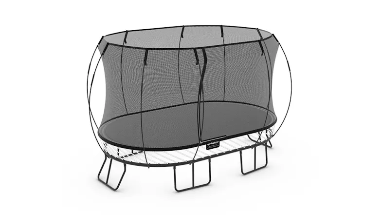 Premium outdoor trampoline with all-around safety net and strong steel construction Premium outdoor trampoline with all-around safety net and strong steel construction