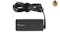 Top view of a black Targus 45W power brick with an attached, bundled USB-C charging cable Top view of a black Targus 45W power brick with an attached, bundled USB-C charging cable