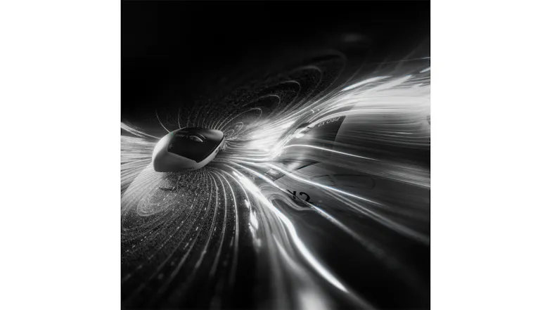 Dramatic top-down view of a mouse amidst light energy waves Dramatic top-down view of a mouse amidst light energy waves