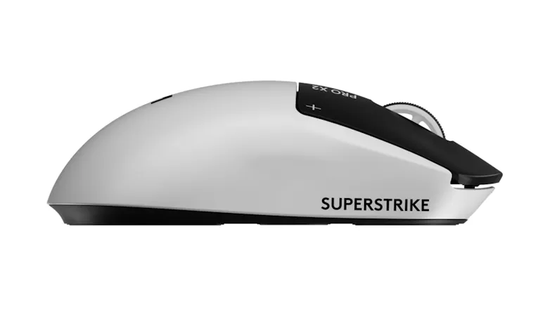 Right side view of a mouse showing the ergonomic curve and matte texture Right side view of a mouse showing the ergonomic curve and matte texture