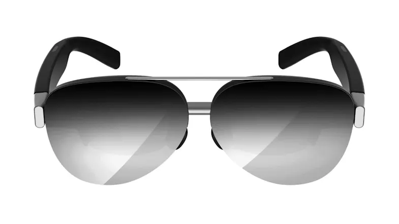 Direct front view of Lenovo Legion Glasses showing the gradient tinted lenses and bridge Direct front view of Lenovo Legion Glasses showing the gradient tinted lenses and bridge