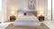 A symmetrical bedroom setup featuring the grey Leon Upholstered Gas Lift Bed as the centerpiece A symmetrical bedroom setup featuring the grey Leon Upholstered Gas Lift Bed as the centerpiece