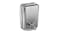Angled view of the stainless steel soap dispenser showing its brushed metal surface Angled view of the stainless steel soap dispenser showing its brushed metal surface