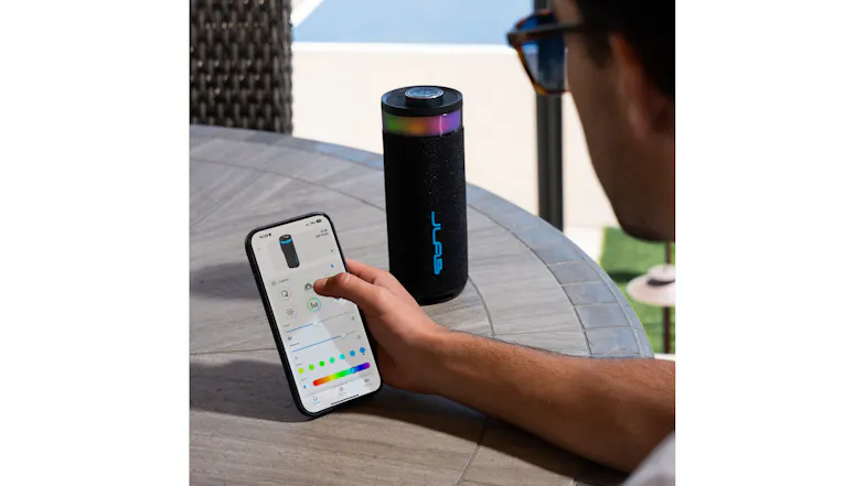 JLab app interface on a phone used to customise the RGB light colors of the Go Party speaker JLab app interface on a phone used to customise the RGB light colors of the Go Party speaker