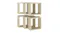 Side view of six sonoma oak cube wall shelves slightly overlapping, highlighting the thick panels Side view of six sonoma oak cube wall shelves slightly overlapping, highlighting the thick panels