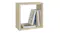Single sonoma oak floating cube shelf styled with books Single sonoma oak floating cube shelf styled with books
