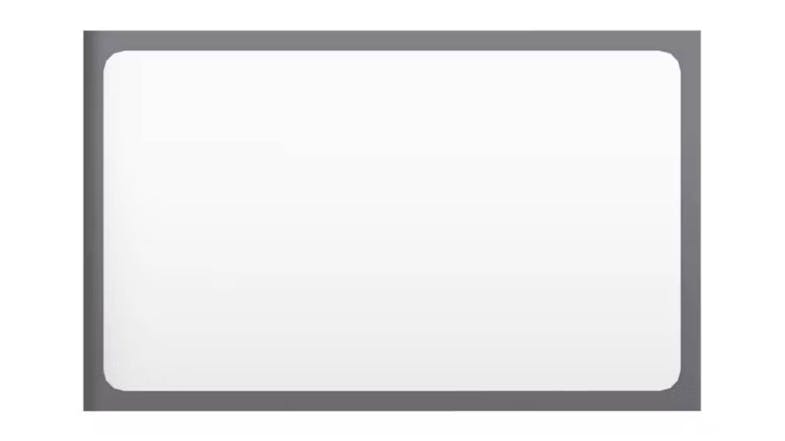 A rectangle-shaped bathroom mirror, framed in a slim gloss grey border A rectangle-shaped bathroom mirror, framed in a slim gloss grey border