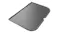 Close‑up of the grey interchangeable cast iron flat plate with rounded edges, designed for searing Close‑up of the grey interchangeable cast iron flat plate with rounded edges, designed for searing