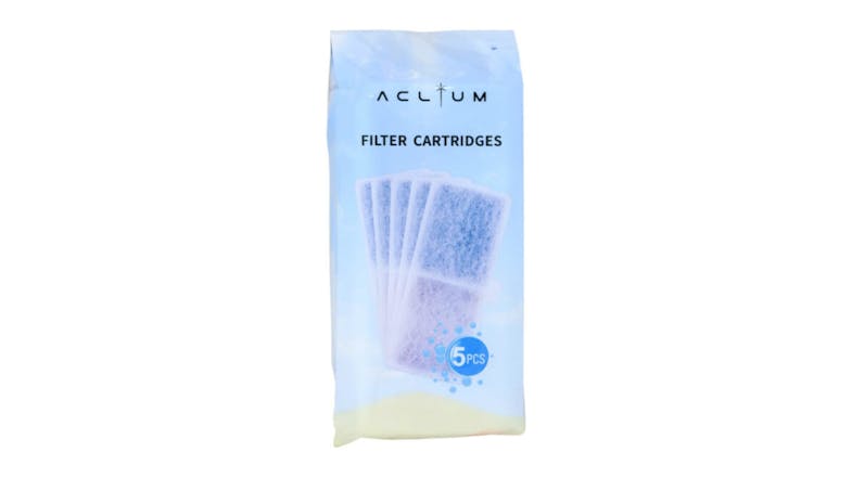 A package of Actium filter cartridges showing five rectangular replacement filters A package of Actium filter cartridges showing five rectangular replacement filters