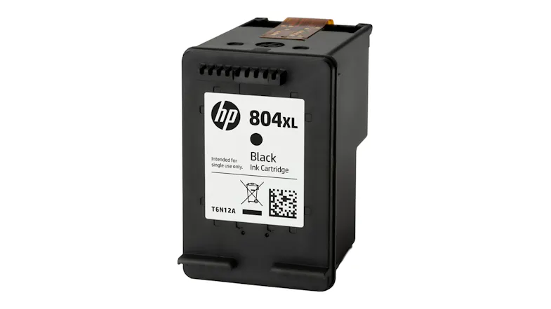 Angled view of the HP 804XL Black Ink Cartridge Angled view of the HP 804XL Black Ink Cartridge