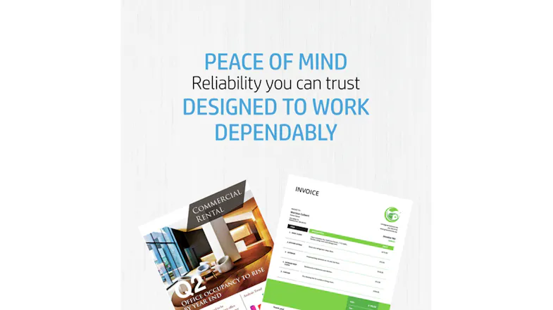 Professionally printed business materials, including a brochure and an invoice, emphasise consistent print quality Professionally printed business materials, including a brochure and an invoice, emphasise consistent print quality