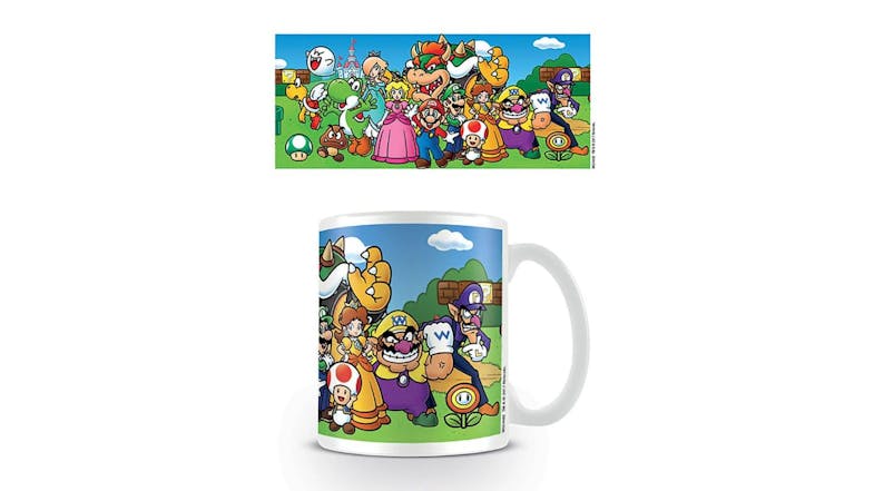 A top-down view of the Novelty art mug featuring the Super Mario classic cast A top-down view of the Novelty art mug featuring the Super Mario classic cast