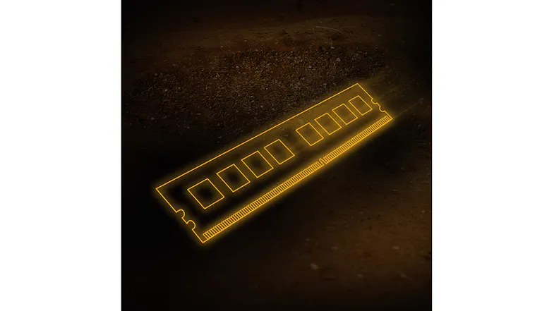 Glowing orange outline of a RAM stick Glowing orange outline of a RAM stick
